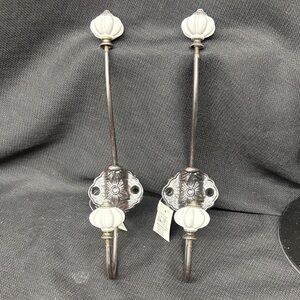 Double Wall Hooks with White Ceramic Knobs NWT